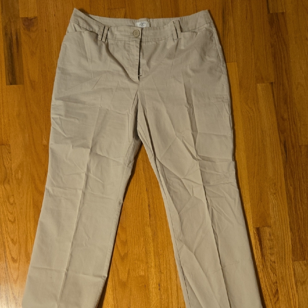LOFT Cream Button-Front Trousers
